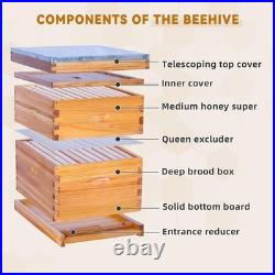 10 Frame Bee Hive, Beeswax Coated Beehive Kit for Bee Keeper, Complete Beehive