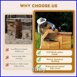 10 Frame Bee Hive, Beeswax Coated Beehive Kit for Bee Keeper, Complete Beehive