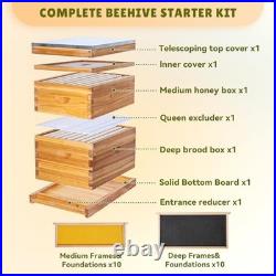 10-Frame Bee Hive Complete Beehive Kit Beeswax Coated Beehive Include Frames