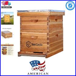 10-Frames Complete Beehive Kit, 100% Beeswax Coated Bee Hive Includes Beehive