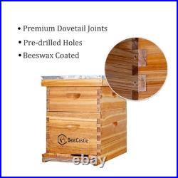 10-Frames Complete Beehive Kit, 100% Beeswax Coated Bee Hive Includes Beehive