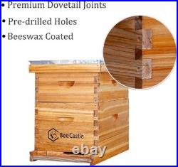 10-Frames Complete Beehive Kit, 100% Beeswax Coated Bee Hive Includes Beehive