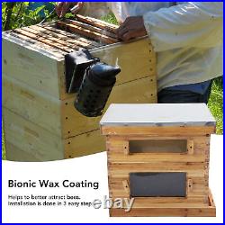 10-Frames Complete Beehive Kit Wooden Bee Hive Includes Frames Honey Bee Hives