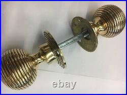 10 Pairs Brass Beehive Door handles Antique Style reeded Mortice Brass Door Knob