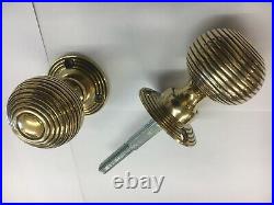 10 Pairs Brass Beehive Door handles Antique Style reeded Mortice Brass Door Knob