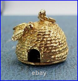 14k Vintage 3D Your Fly Honey Bee Hive Charm Or Pendant Heavy & Articulates open