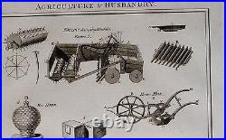 1788 Original Print Agriculture Husbandry Double Wheeled Plough Bee Hive Fallow