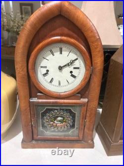 18.5 INCH TALL ROUND GOTHIC BEE HIVE CLOCK William Johnson 8 DAY TIME STRIKE