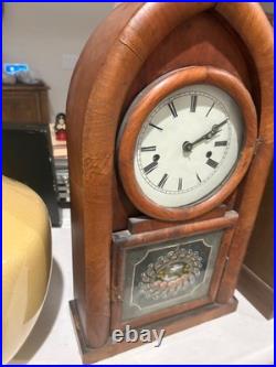18.5 INCH TALL ROUND GOTHIC BEE HIVE CLOCK William Johnson 8 DAY TIME STRIKE