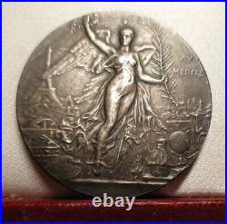 1900s 41mm Art medal silver by Dubois Merit beehive eiffel winged lady