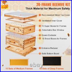 20 Frame Langstroth Beehive Kit Beeswax Coated Fir Wood with Acrylic Windows 20 Frame Langstroth Beehive Kit Beeswax Coated Fir Wood with Acrylic Windows