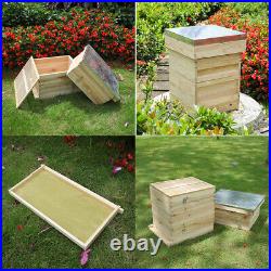 2/3/4Tier Langstroth Honey Beehive Box Beekeeping, Honeycomb Foundation Frame Set