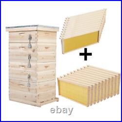 2/3/4 Tier Langstroth Beehive Kit Solid Pine Wood Brood Box Weatherproof Roof