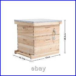 2/3/4 Tiers Langstroth Honey Bee Hive Brood Box Wooden Metal Roof Beekeeping