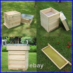 2/3/4 Tiers Wood Beehive Box And Honeycomb Foundation Frames Honey House Keeping