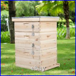 2 /3 Tier Beekeeping Honey Bee House Wooden Hive Frames Beehive Brood Box
