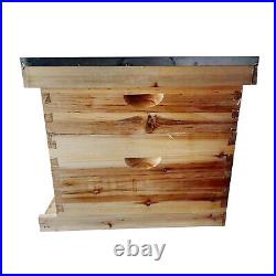2 Layer 8 Frames Waterproof Box Bee Beehive House Honey Fir Wood Beekeeper Tool