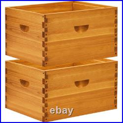2 Pack 10-Frame Langstroth Bee Hive Deep Brood Boxes, Beeswax Coated Beehive Box