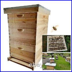 3-Layers 8 Frames Bees House Beekeeping Box Wood Complete Honey Bee Hive Kit UK