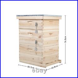 3 Tiers Langstroth Beehive Box Wooden Hive Frames Beekeeping Honey Brood Box New