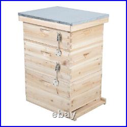 3 Tiers Langstroth Beehive Box Wooden Hive Frames Beekeeping Honey Brood Box UK