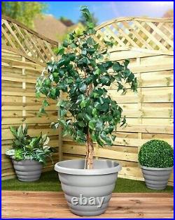 40cm Wham Grey Planter Plant Pot, Beehive Design Modern Plant Pot Plants Flowers