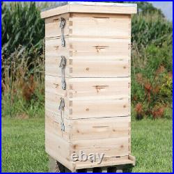 4 Tier Langstroth Beehive Box Wooden Hive Frames Beekeeping Honey Brood Boxes