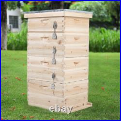 4 Tiers Langstroth Beehive Box Wooden Hive Frames Beekeeping Honey Brood Box