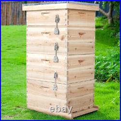 4 Tiers Langstroth Beehive Box Wooden Hive Frames Beekeeping Honey Brood Box