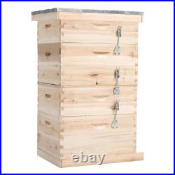 4 Tiers Langstroth Beehive Box Wooden Hive Frames Beekeeping Honey Brood Box
