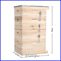 4 Tiers Langstroth Beehive Box Wooden Hive Frames Beekeeping Honey Brood Box