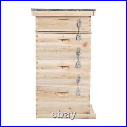 4 Tiers Langstroth Beehive Box Wooden Hive Frames Beekeeping Honey Brood Box UK