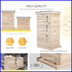 4 Tiers Langstroth Beehive Box Wooden Hive Frames Beekeeping Honey Brood Box UK