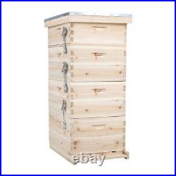 4 Tiers Langstroth Beehive Box Wooden Hive Frames Beekeeping Honey Brood Box UK