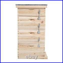 4 Tiers Wooden Beehive Box Hive Frames Beekeeping Honey Brood Langstroth Box