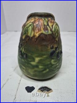 5.5 Roseville Blackberry 1932 Sunset Pottery Green Bee Hive Ceramic Vase 569-5