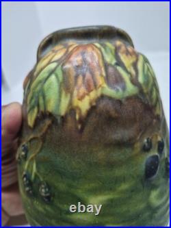5.5 Roseville Blackberry 1932 Sunset Pottery Green Bee Hive Ceramic Vase 569-5