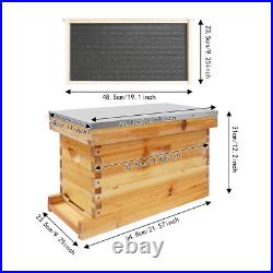 5-Frame Bee Hive Box Kit Beekeeping Box with Nest Frame and Foundation WoodColor