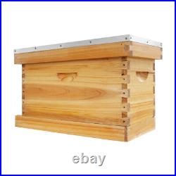 5-Frame Bee Hive Box Kit Beekeeping Box with Nest Frame and Foundation WoodColor