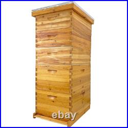 5-Layer Langstroth Beehive Kit, 100% Beeswax Coated Bee Hive with 2 Deep Breedin