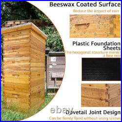 5-Layer Langstroth Beehive Kit, 100% Beeswax Coated Bee Hive with 2 Deep Breedin