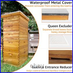 5-Layer Langstroth Beehive Kit, 100% Beeswax Coated Bee Hive with 2 Deep Breedin