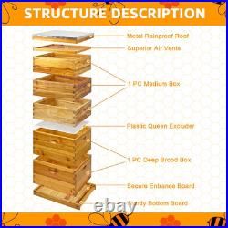5-Layer Langstroth Beehive Kit, 100% Beeswax Coated Bee Hive with 2 Deep Breedin