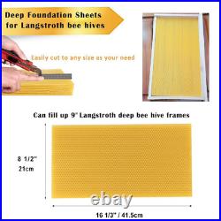 60Pcs Bee Hive Foundation Sheets, 9 Langstroth Beehive Wax Foundation, Deep Bee