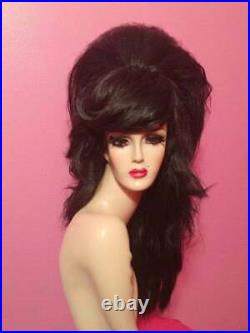 60s AMY WINEHOUSE Giant BEEHIVE Wig! Custom Costume Drag Queen Black ALL COLORS