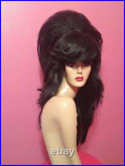 60s AMY WINEHOUSE Giant BEEHIVE Wig! Custom Costume Drag Queen Black ALL COLORS