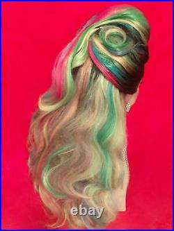 60s BEEHIVE HAIRSPRAY UPDO WIG! Lace Front Costume Drag Rainbow Ombre ALL COLORS