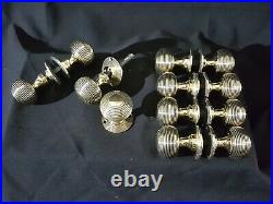 6 Pairs of Reclaimed Antique Brass Victorian Beehive Door Knobs (PFH137)