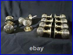 6 Pairs of Reclaimed Antique Brass Victorian Beehive Door Knobs (PFH137)