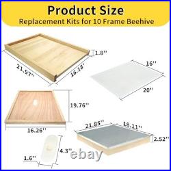 6 Pcs Beehive Parts Kit Natural Wood for 10 Frame Langstroth Bee Hive